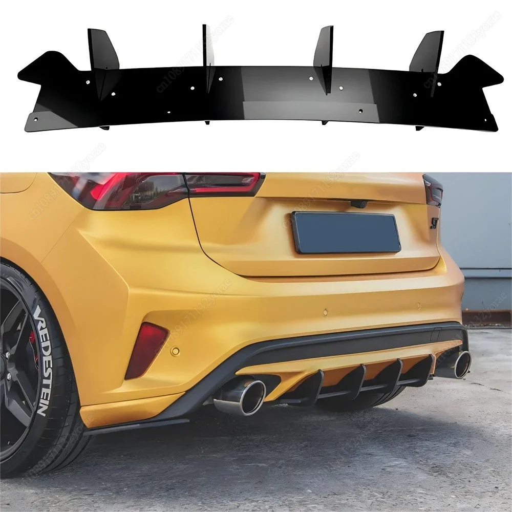 For Ford Focus ST MK4 2018-2021 Car Rear Bumper Diffuser Lip Rear Side Splitters Spoiler Lip Guard Body Kits Accessories Tuning