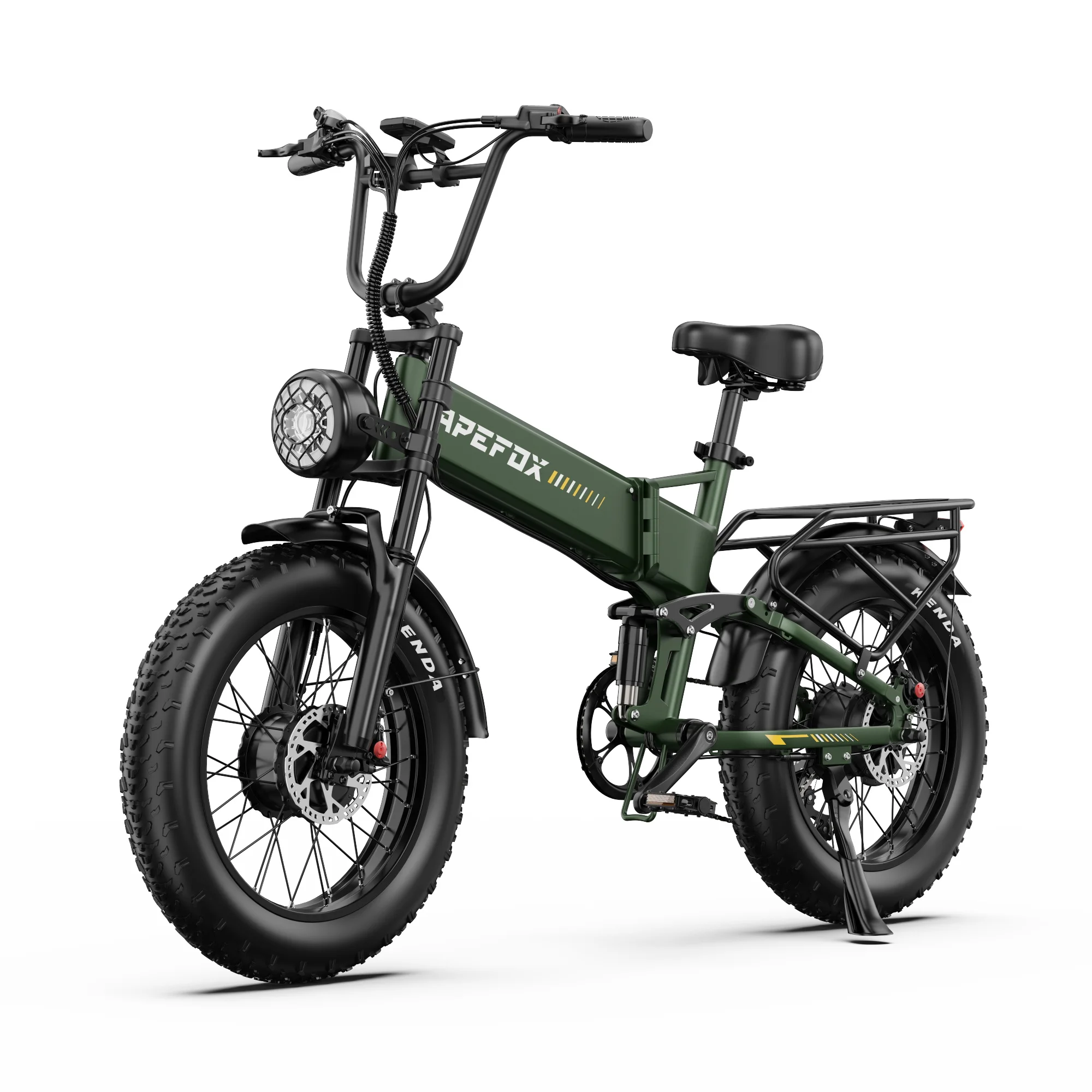 Elektrische fiets APEFOX RH20 voor voedselbezorging, 1500W dubbele motor, 48V22.5AH lithium batterij, hydraulische rem, USB-oplaadpoort, stadsfiets, 20*4.0 inch all-terrain vetband mountainbike,