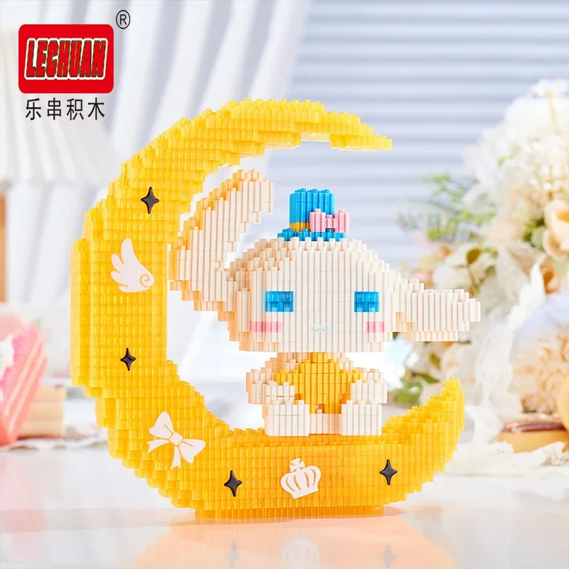 Linkgo Sanrio Building Blocks Illuminazione lunare Kuromi Cinnamoroll Pochacco Melody Assembly Modello 3D Mini Figura di mattoni Giocattolo per il regalo