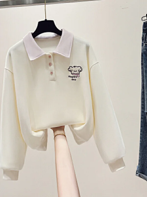 

Stylish Neck Sweatshirt for Junior High School Girls Spring Autumn Fashionable Student Wear Sweet College Style Top