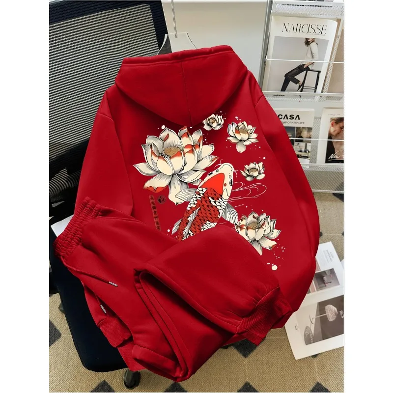 

2025 Chinese Traditional Auspicious Pattern 3D Printed Men's Hooded Sweatshirt Set Handsome Two-piece Set