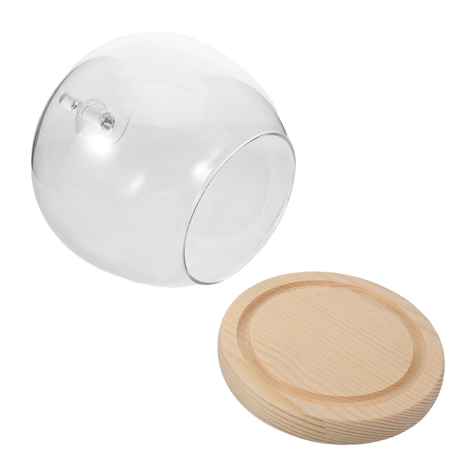 

-Shaped Glass Dome for Keepsakes with Wooden Base - Elegant Dust-Proof Display Cloche for Preserved Flowers Eternal Roses