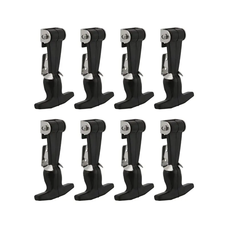 ABFU-8Pc Elastic Stainless Steel Rubber Hood Catch Flexible T-Handle Hasp Rubber Flexible Draw Latches With Brackets For Hood