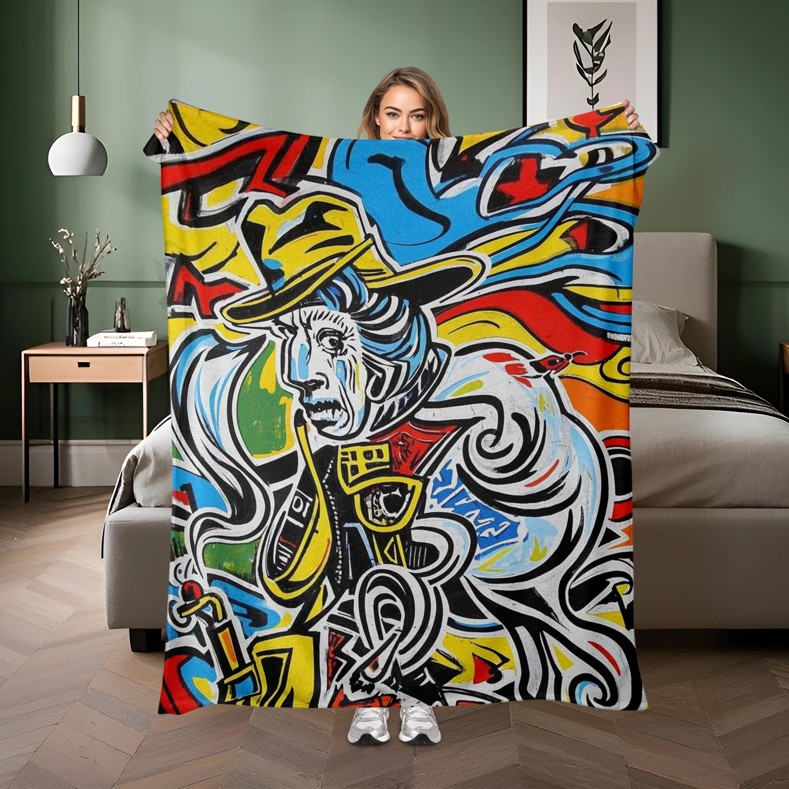 Beautifully Designed Graffiti Style Cowboy Blanket Brings Freedom Of The West To Your Childs Room