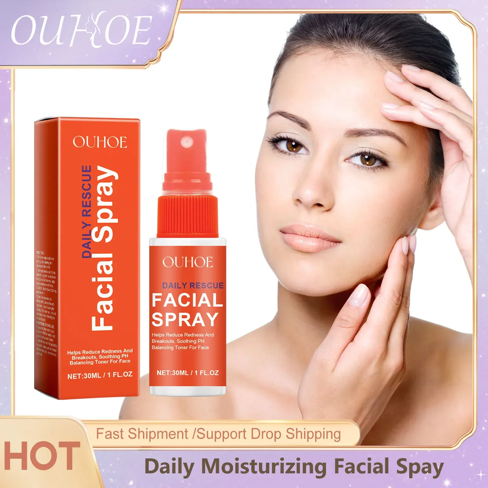 Увлажняющий спрей для лица Питательный Успокаивает Осветляет тон кожи Улучшает сухость Шероховатость Контроль жирности Освежающий тонер-спрей для лица
