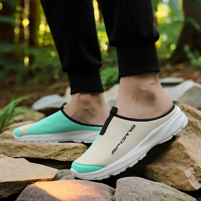 

Cheap Men Slip on Walking Shoes Color Blocked Outdoor Comfortable Sports Shoes Designed Lightweight and Breathable Casual Shoes