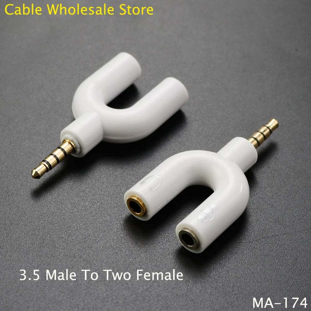 3.5mm Male To Two Female Audio Adapter Audio To Microphone Splitter Unique U-Shaped Microphone Speaker For Headphones 2-Way Jack