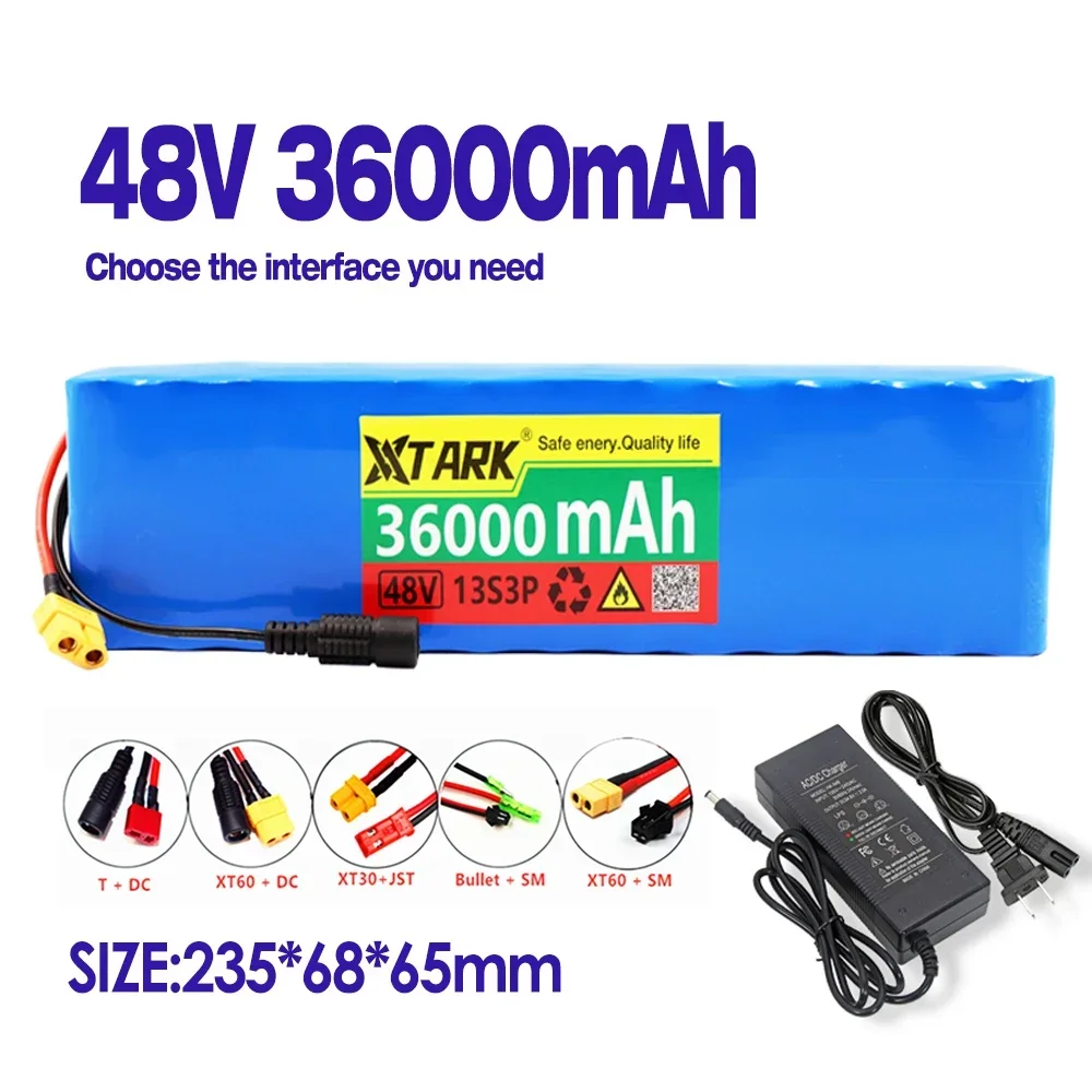 

Large Capacity 48V 30000mAh 500w 13S3P 18650 Li-ion Battery Pack for 54.6v Electric Bike Electric Bike Scooter with BMS+ Charger