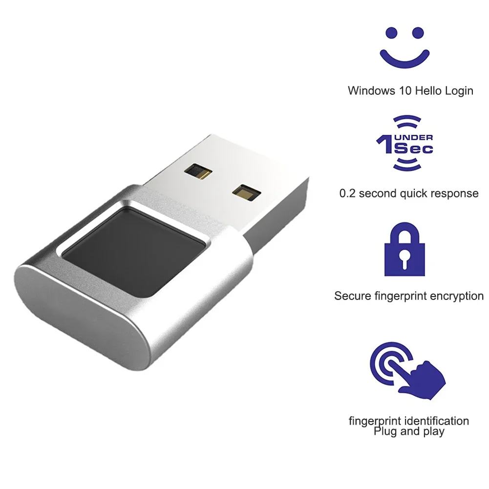 2024 New Mini USB Fingerprint Reader Module Device for Windows 10 /11Hello Dongle Laptops PC Security Key USB Interface