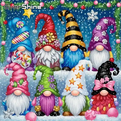 Evershine Diamond Painting Dwarf Pattern For Adults Beginners Winter Diamond Mosaic Christmas DIY Santa Claus Child Gift