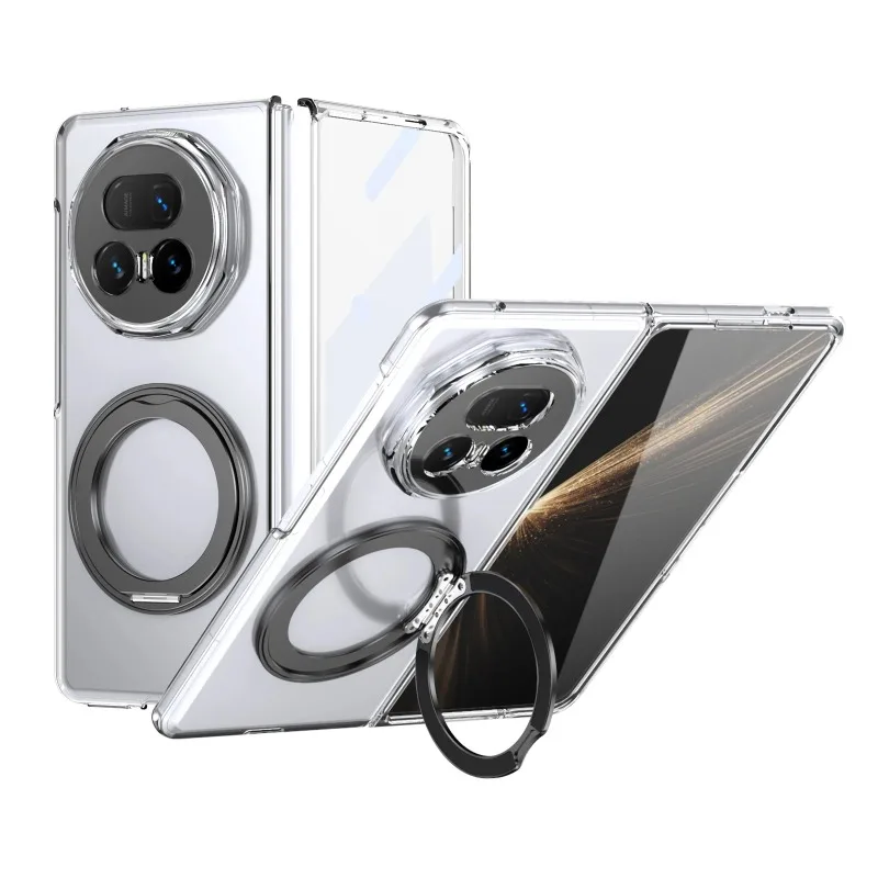 Case For Honor Magic V5 360° Rotating Ring Holder Wireless Charging Front Glass Film Anti-Scratch Anti-Fall Protection Cover