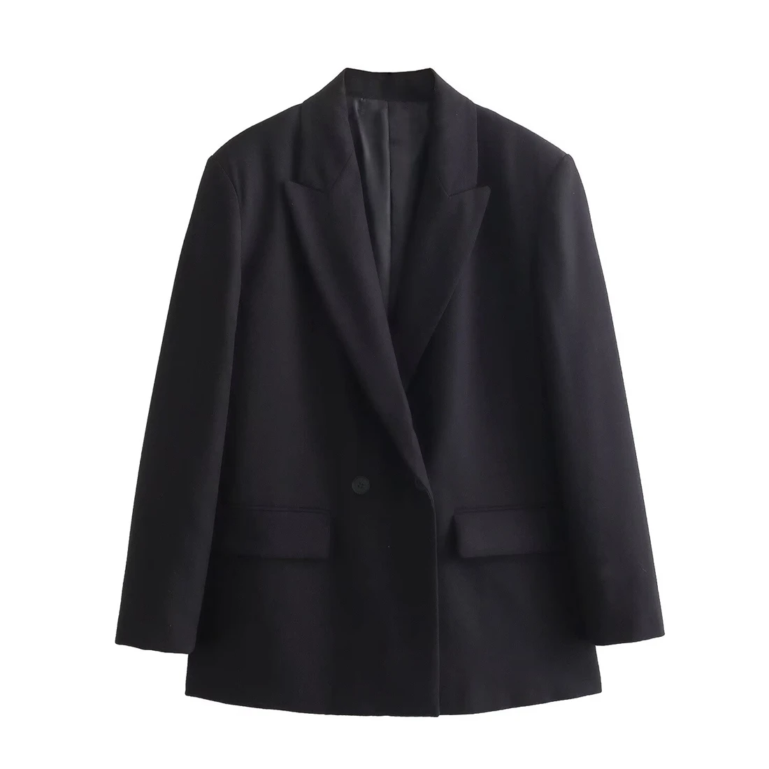 Nuovo blazer oversize da donna 2025, vestibilità comoda e rilassata, doppiopetto con passante per cintura, abbigliamento da lavoro alla moda a due bottoni