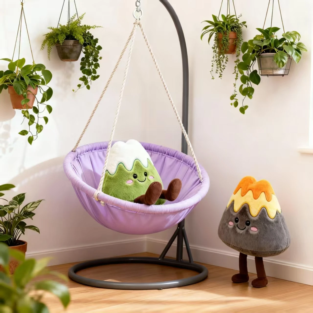 تمثال لعبة قطيفة لطيف مجسم تتميز بالجبال الذهبية والفضية وقمصان ثلجية وموضوع بركاني مع عناصر ممتعة #3