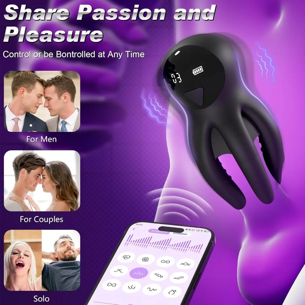 LED 8-Claw Octopus Male Masturbator App Controlled Strong Shock Penis Ring Adult Sex Toy for Men Dildo Monster