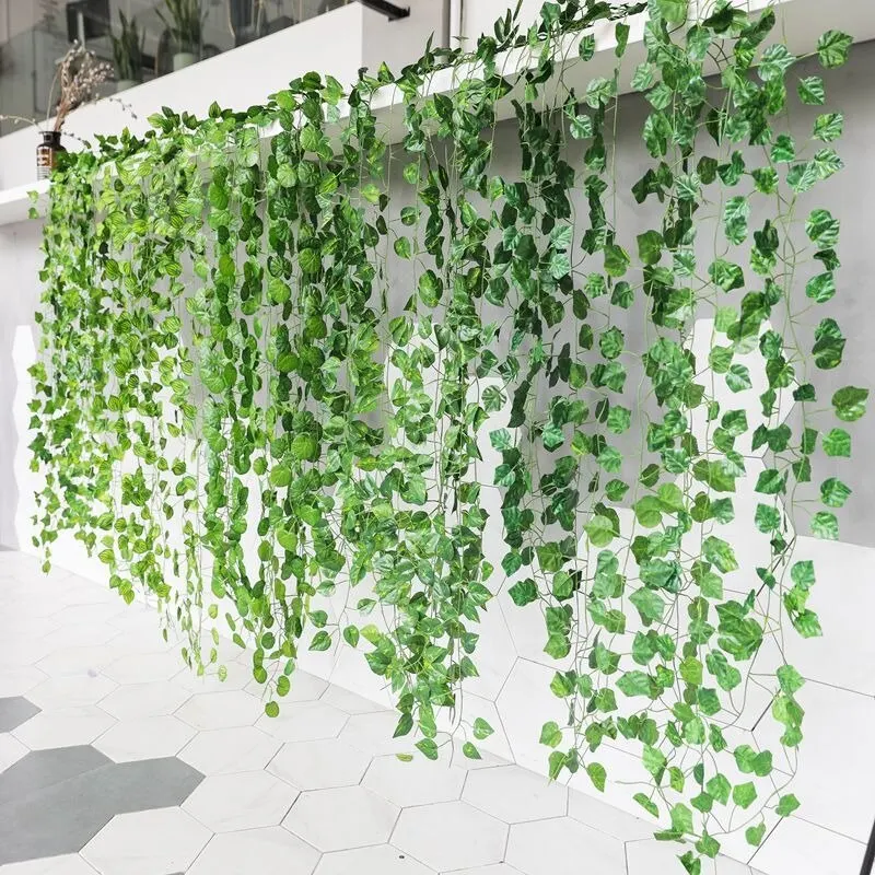 240cm Leaf Vine Artificial Hanging Plants Liana Silk Fake Ivy Leaves For Wall Green Garland Decoration Home Decor Party Vines