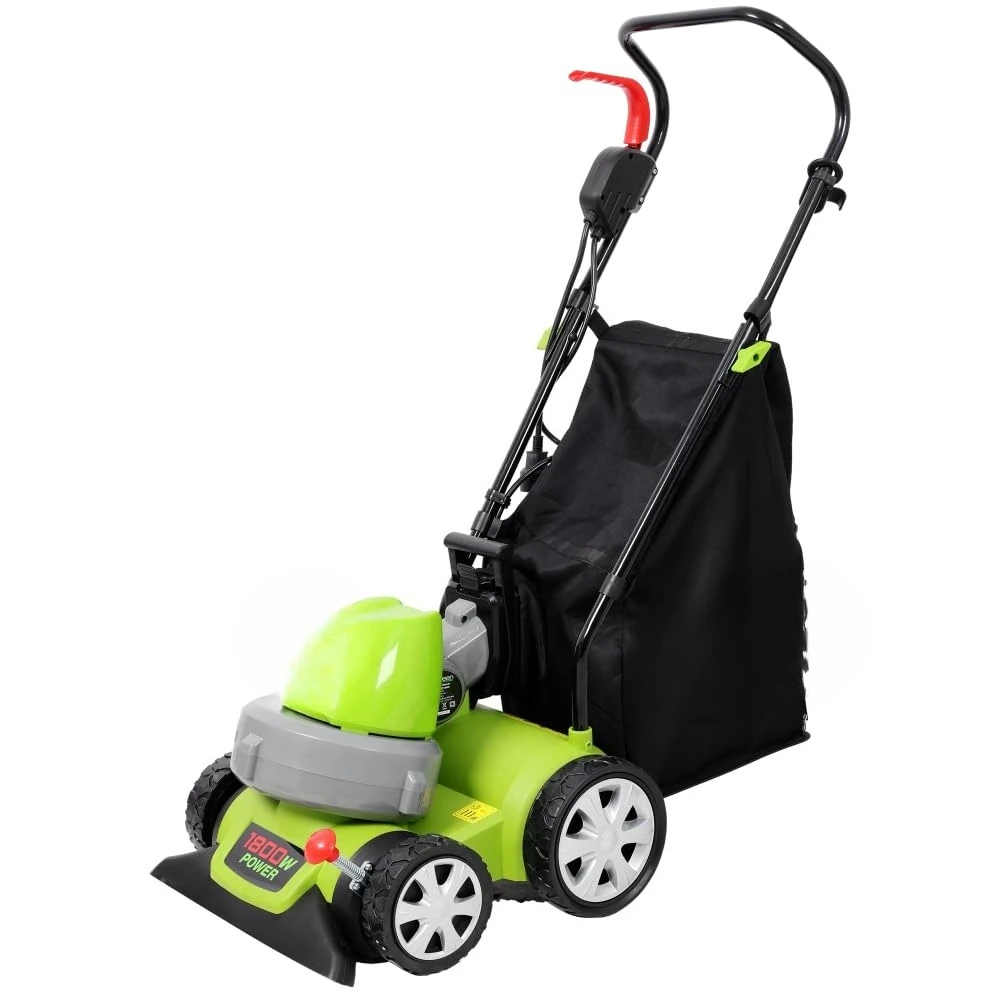 1600W 3-in-1 Electric Leaf Vacuum, Blower & Mulcher – 12 Gallon Collection Bag, 10:1 Shredding Ratio, 41” Handle