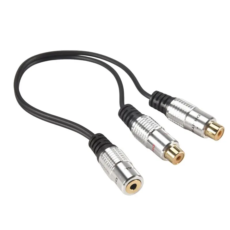 ABSK-3.5Mm (1/8 Inch) Stereo Jack Female To 2 Dual RCA Female Jack Stereo Audio Splitter Y Adapter Cable For Connector AV Audio/