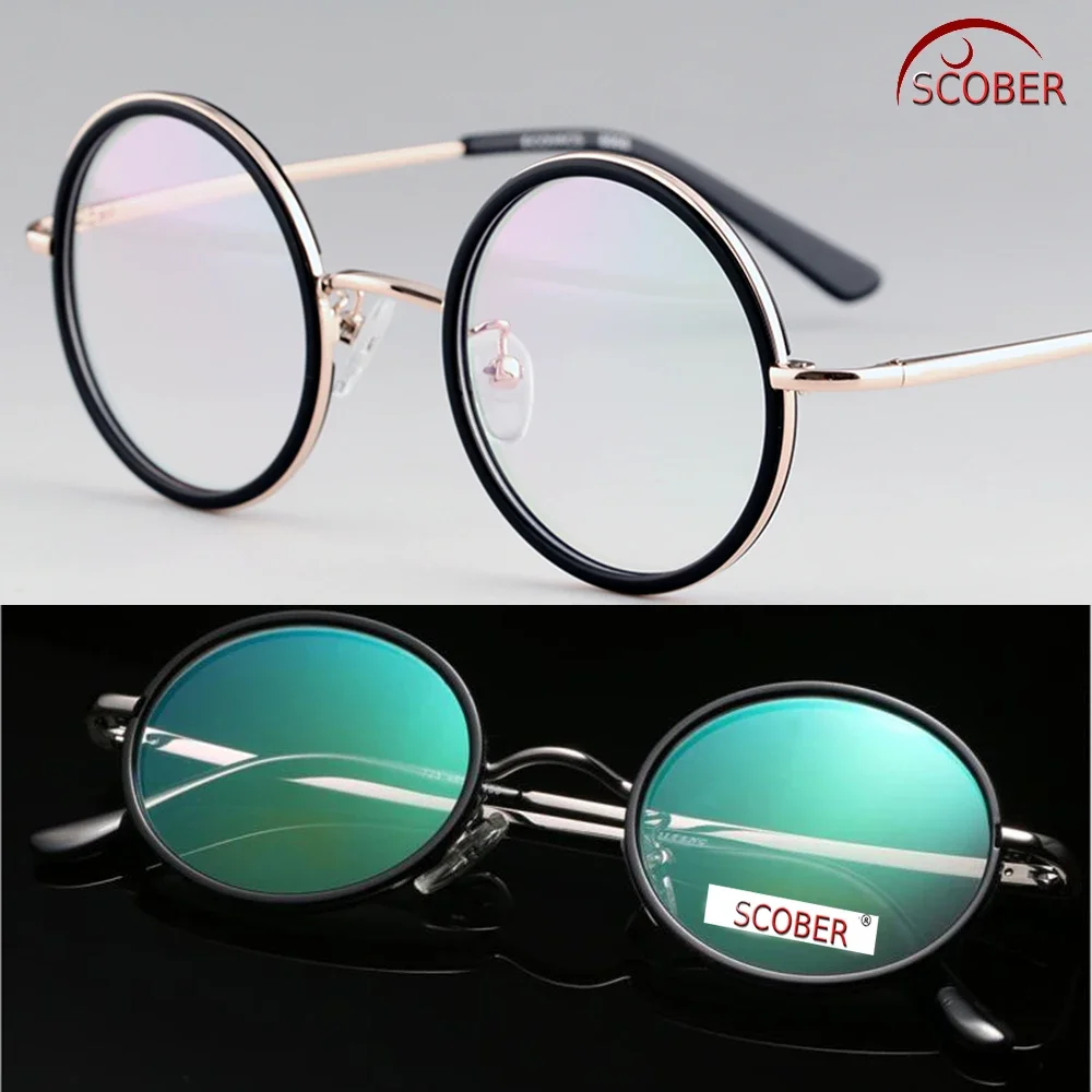 Scober = Vintage 40s Round Upper Class Senator's Antireflection Coated Reading Glasses Titanium Spectacles +0.75 +1 To +4