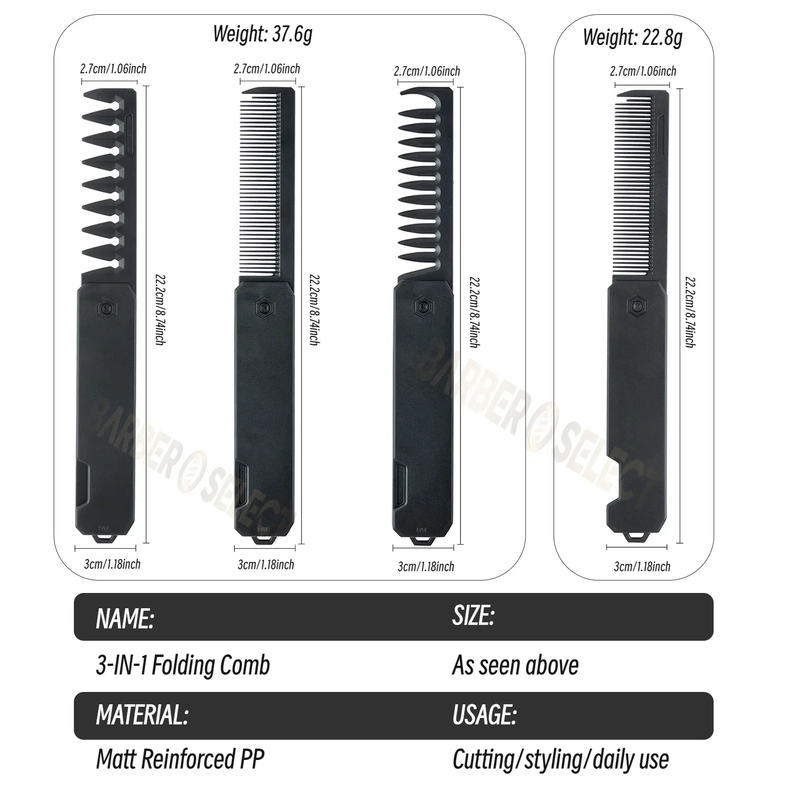 أحدث 1/2/3 في 1 المحمولة للطي مشط الحلاق المقص مشط واسعة الأسنان النفط رئيس مشط الشعر البسيطة اللحية تمشيط صالون تصفيف أداة