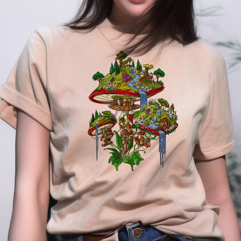 Mushroom t-shirts women designer summer tshirt female designer harajuku anime clothing