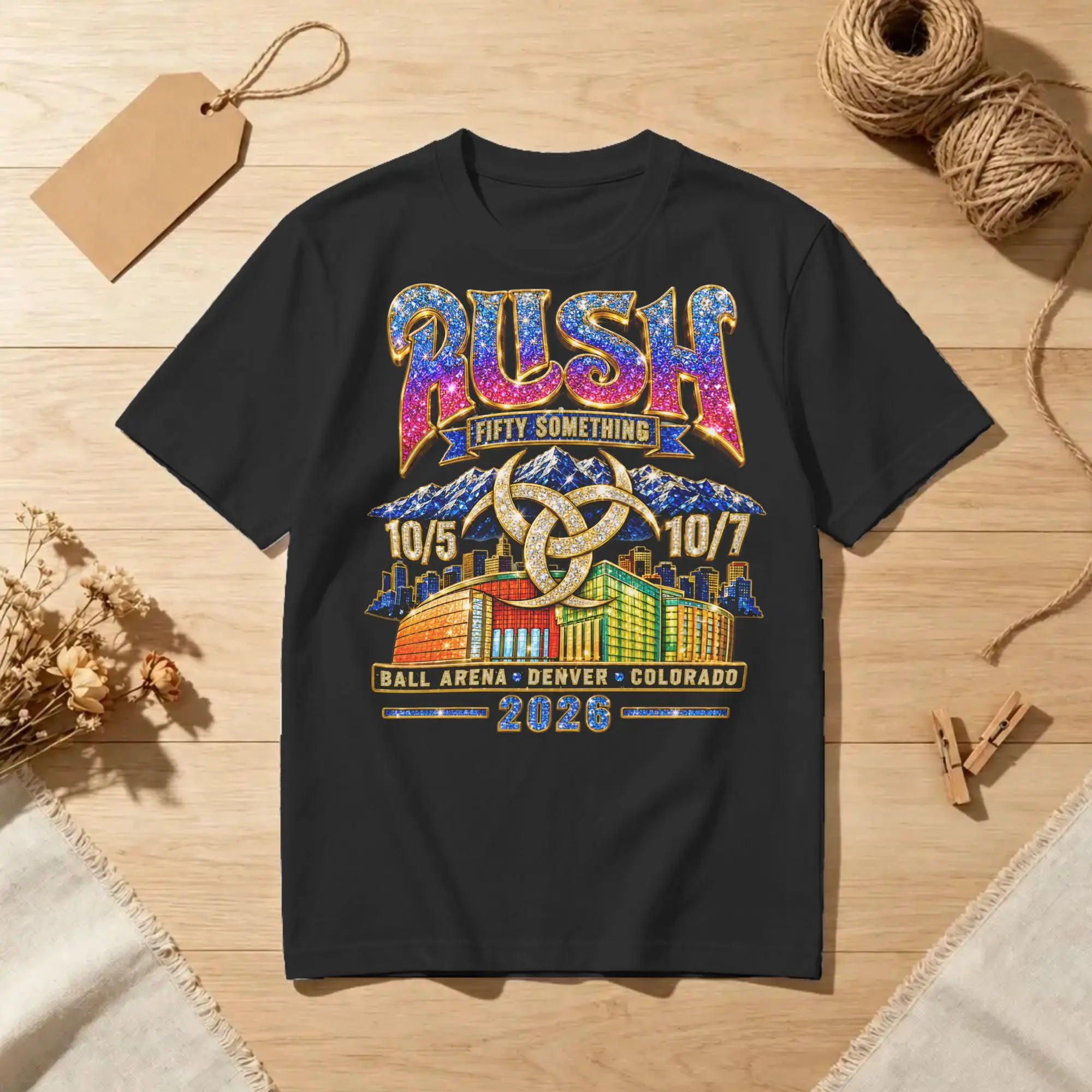 Rush Denver Colorado Fifty Something Tour Men Women T Shirt Tee Shirt Short Sleeve Round Neck T-Shirts Pure Cotton 6XL Clothing