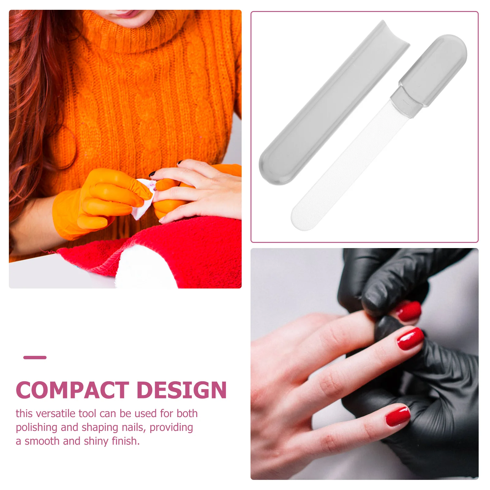 

Nail File Fingernail Glass Tool Crystal Buffer Nano Manicure Shaper Durable Glass Ergonomic Handle Polishing Strip Compact