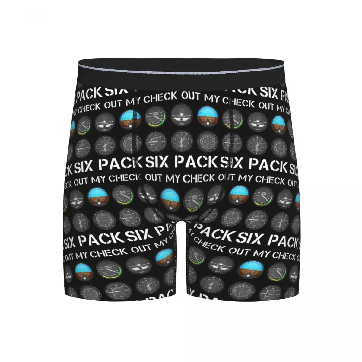 

Long Boxer Underpants Shorts Pilot Top Airplane Six Pack Flight Instruments Panties Male Breathable Underwear for Homme Man Gift