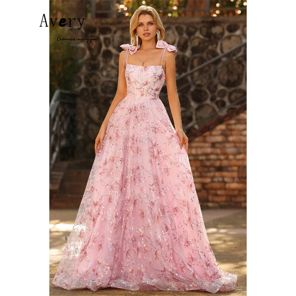 

Avery Custom A Line Pink Spaghetti Straps Lace Evening Dresses Woman Elegant Cocktail Dresses for Luxury Party Dress 2026 Woman
