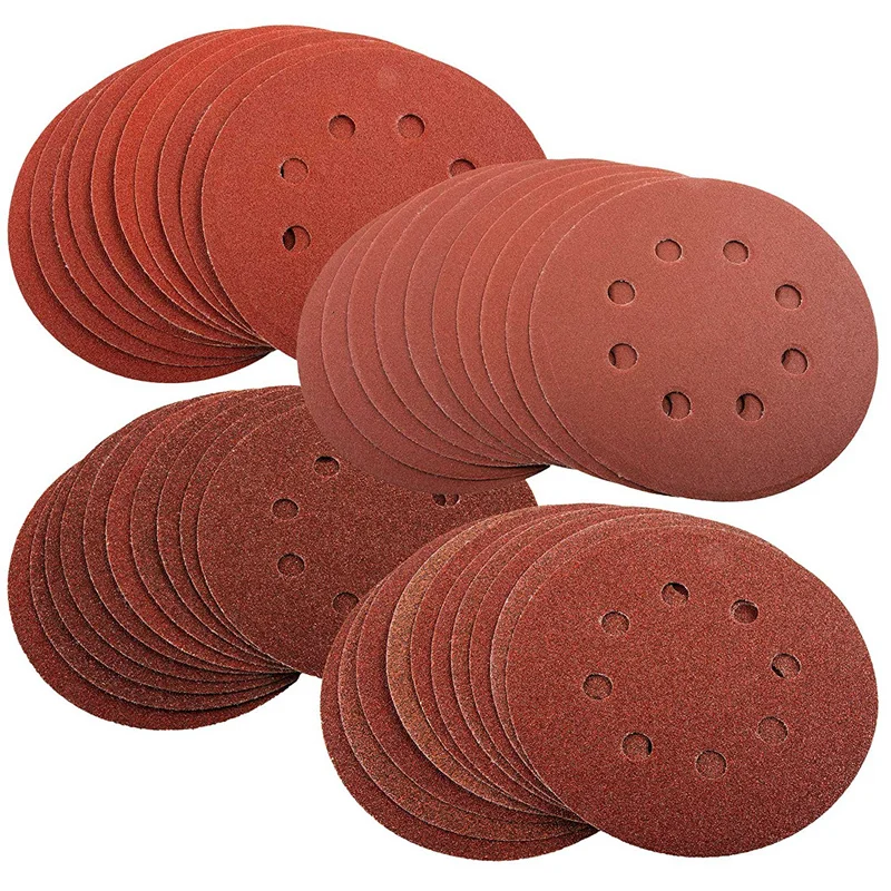 80PCS Sanding Discs Pads, 40 60 80 100 120 150 180 240 320 400 Grits 8-Holes Sandpaper Assorted for Random Orbital Sander