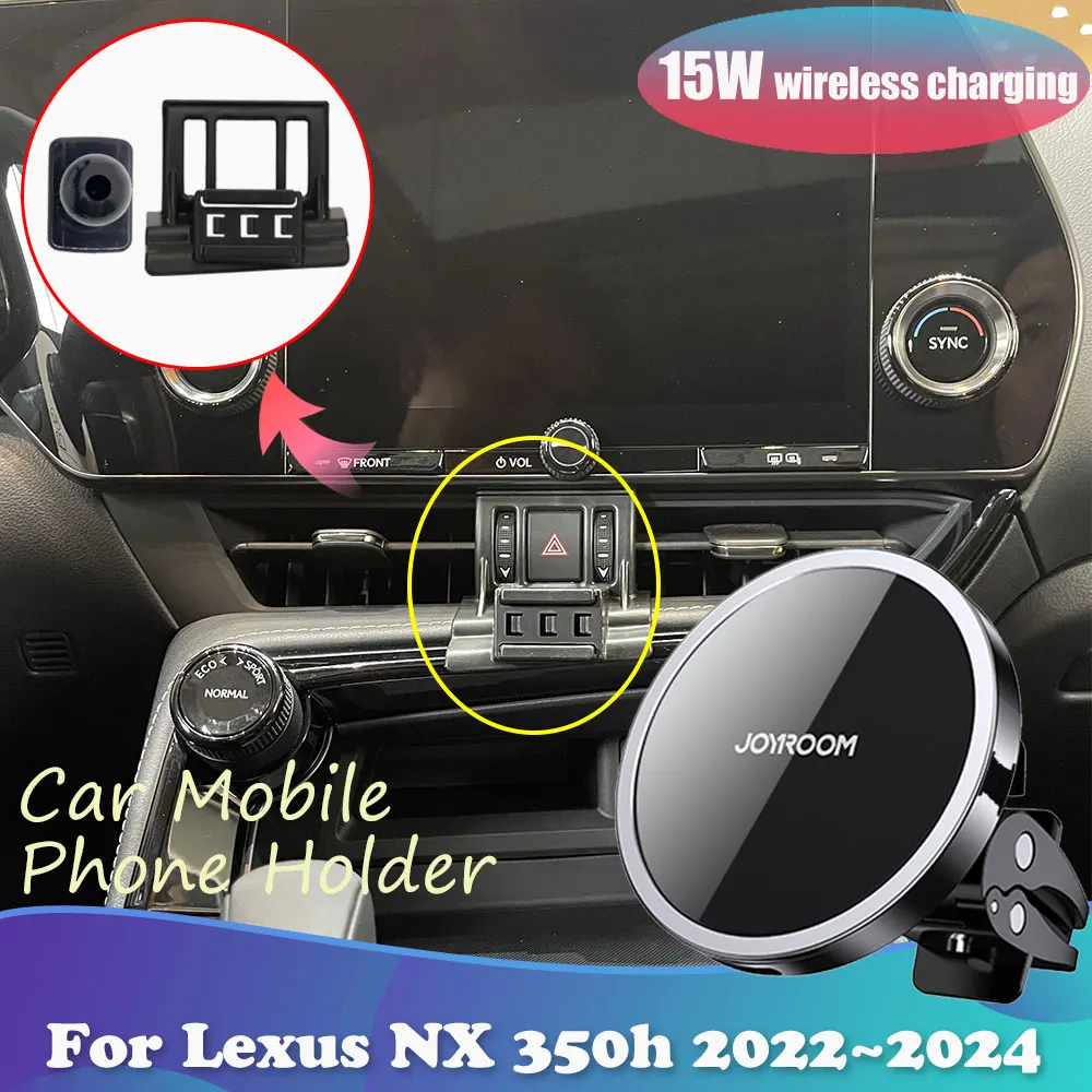 

15W Car Phone Holder for Lexus NX 350 350h 450h AZ20 2022 2023 2024 Magnetic Stand Wireless Charging Sticker Accessories iPhone