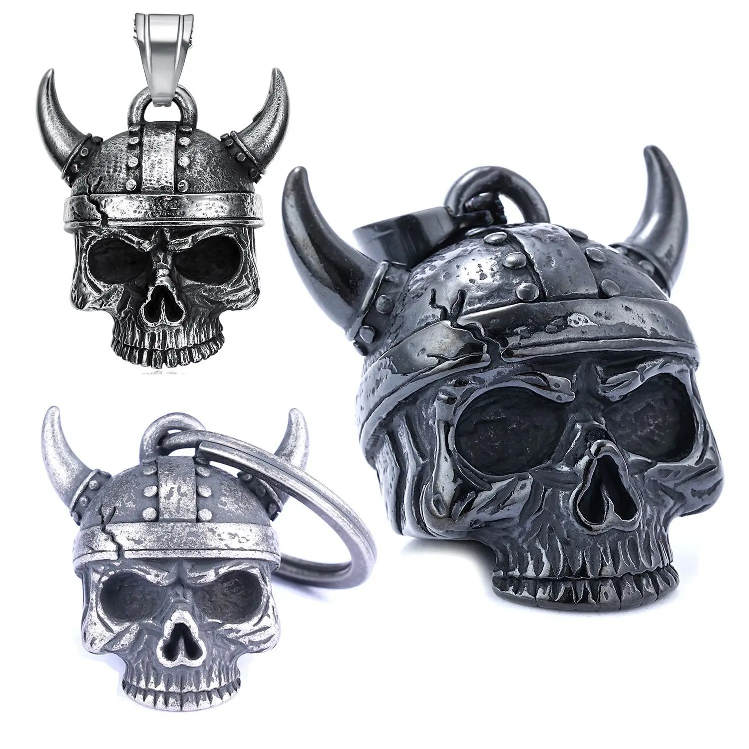 

Hot Selling Personality Trend Horn Armor Skull Shape Bell Pendant Stainless Steel Titanium Steel Men Fashion Holiday Gift