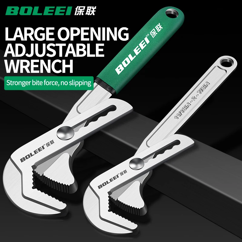 

Anti-slide Multifunctional Adjustable Spanner Wrench With Scale Stainless Steel Movable Mouth Bathroom Large Opening Wrench