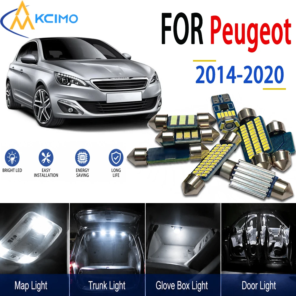 LED Interior Light Bulbs for Peugeot 308 2014-2020 Canbus Error Free Plug And Play Auto Indoor Lighting Accessories