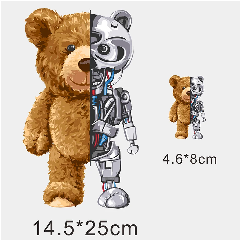 Cartoon Bear Popular Iron Heat Transfer Stickers For Men\'s And Women\'s Clothing Hoodie T-shirt Kids DIY Patch Waterproof