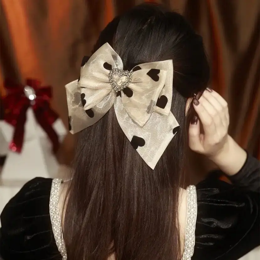 

New Black Bowknot Mesh Hair Pins Elegant Fabric Alloy Hair Clips for Women Girls Fashion ponytail Barrette Heawear Accessories