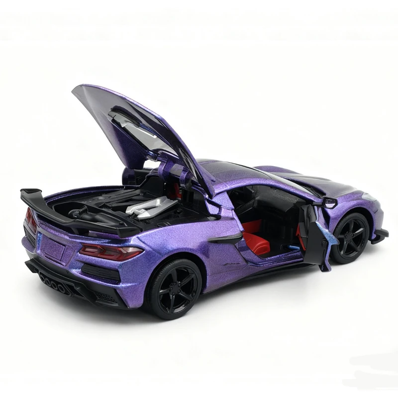 CCA Diecast 1/24 كورفيت Z06 سبيكة سوبر سيارة نموذج مقلد الصوت ضوء لعبة مجموعة السيارات مصغرة Voiture ديكور المنزل #3