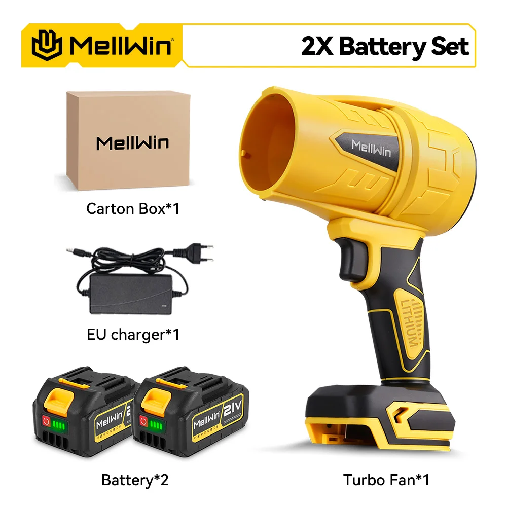 MELLWIN 350 M/S Borstelloze Elektrische Turbo Fan Blower Jet Draadloze Elektrische Blower Auto Sneeuw Droger Tool voor Makita 18V batterij Pin