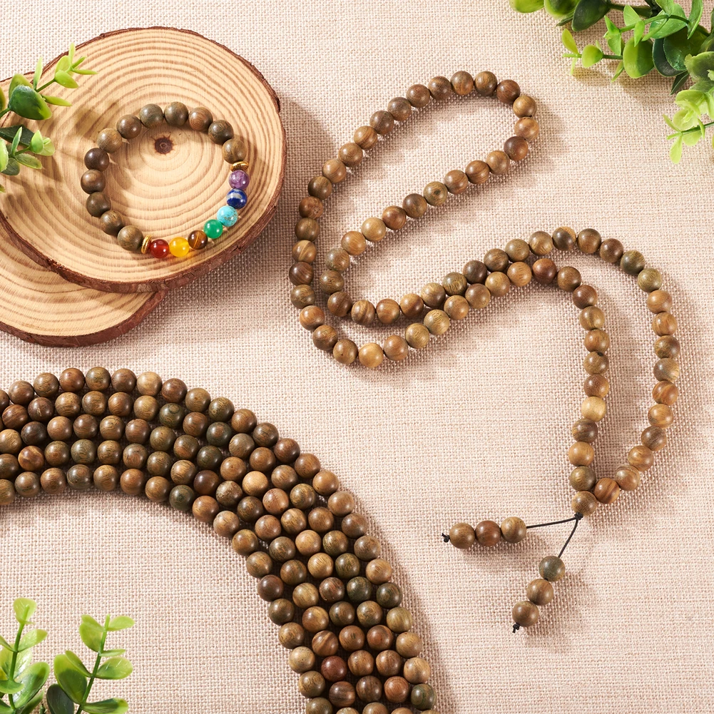 5 Strands Natural Sandalwood Beads Smooth Round Wood Loose Beads 4mm 6mm 8mm 10mm for For Jewelry Making Diy Necklace Bracelet