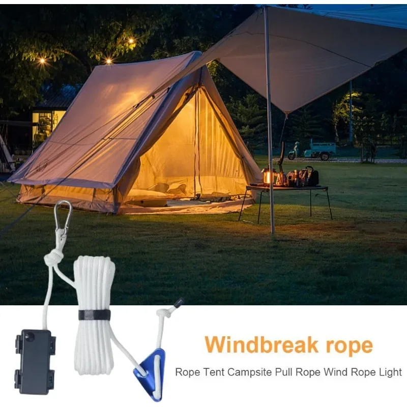 3/5/10M Rope Outdoor Camping Lamp Battery Powered Ultralight Tent Cords Luminous Guy Rope Versatile Waterproof Tent Accessories