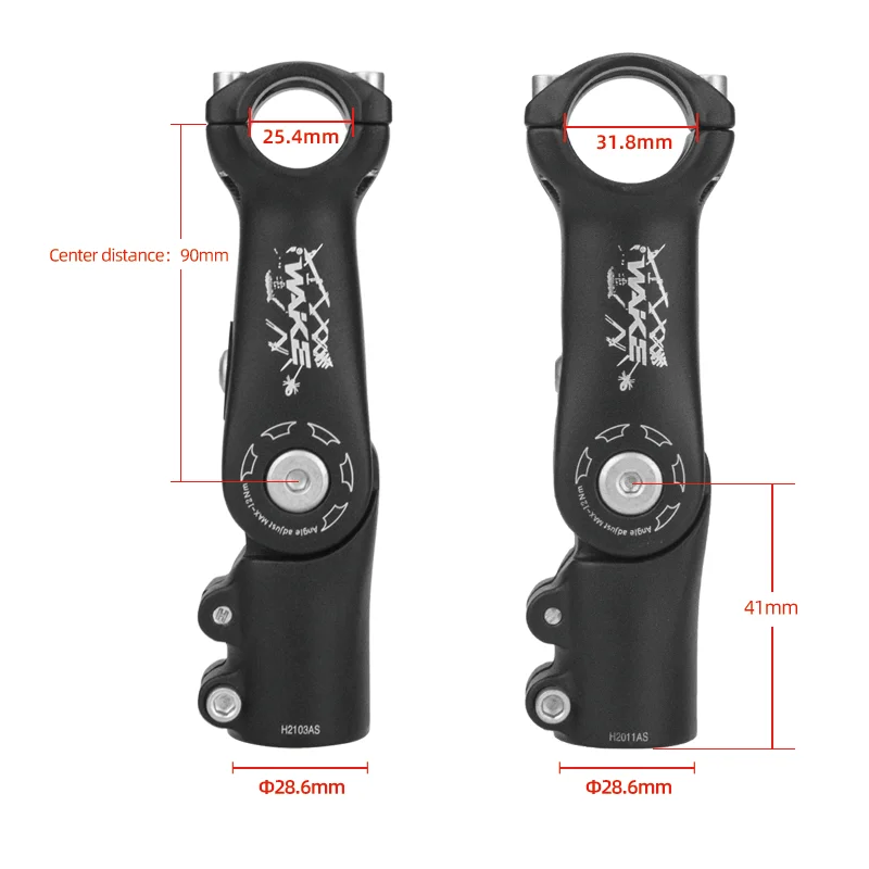 Wake Mountain Bike Adjustable Stem Riser 90 Degree Bicycle Accessories 25.4mm/31.8mm 90mm/110mm for MTB BMX Cycling