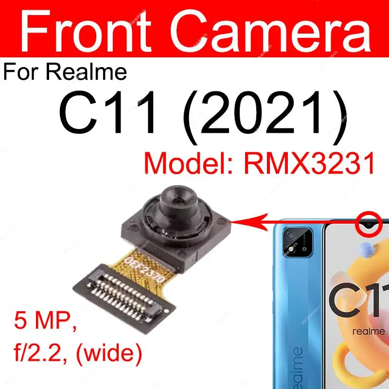 Front Rear Main Camera For Realme C11 C12 C17 C11 2021 Primary Back Front Selfie Facing Camera Module Flex Cable Replacement