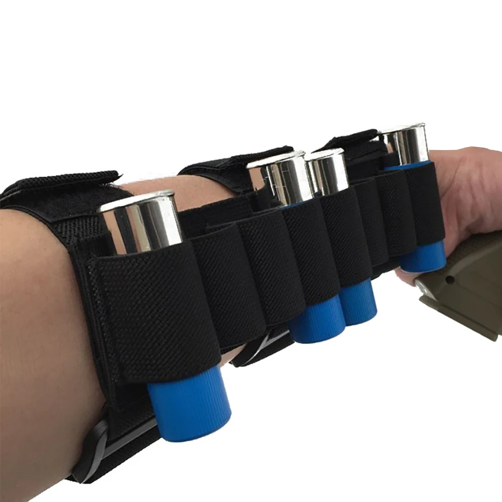 8 Rounds 12/20 Gauge Buttstock Ammo Shell Carrier Shotshell Holder Ammo Pouch Outdoor Hunting Cartridge Elastic Storage Bag