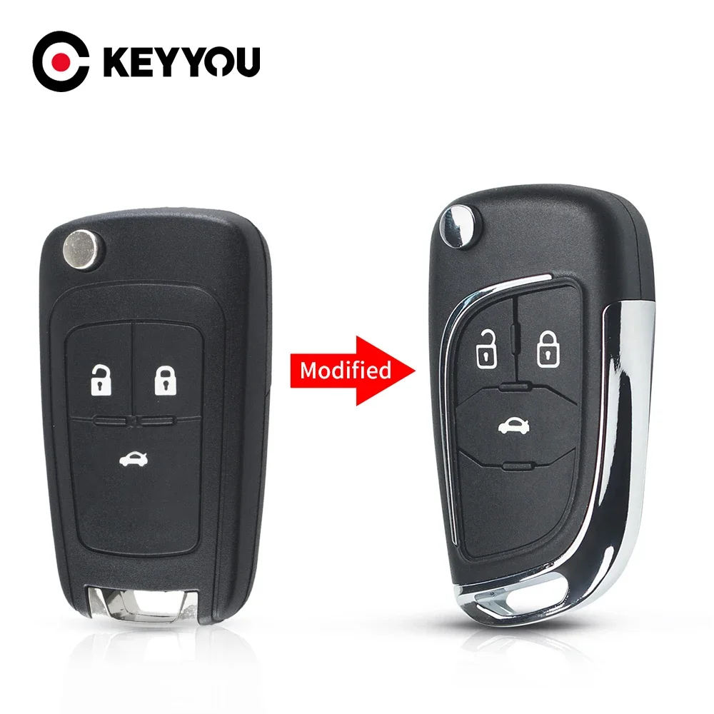 KEYYOU 10PCS 2/3/4/5 Buttons For Opel For Chevrolet Cruze Aveo Malibu Epica Lova Modified Filp Key Case