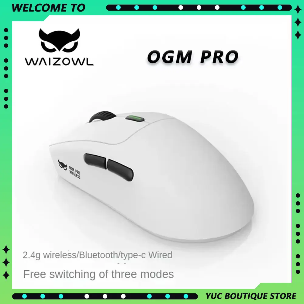

Waizowl OGM Pro Wireless Bluetooth Gaming Mouse Ergonomics PAW3395 Sensor Tri-mode E-sports Customize Mouse Laptops Accessories