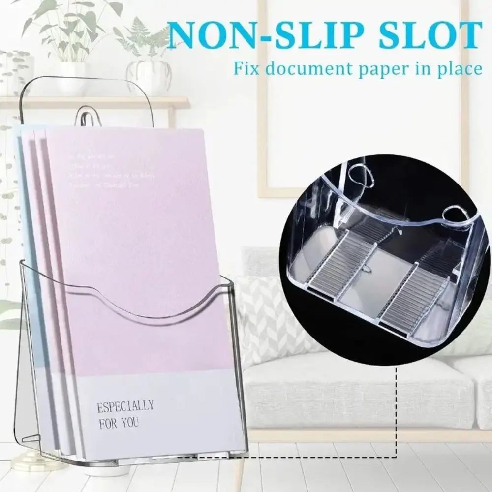 Convenient Plastic A6 Brochure Holder Acrylic Clear Wall Mount Organizer Transparent Flyer Display Stand Women