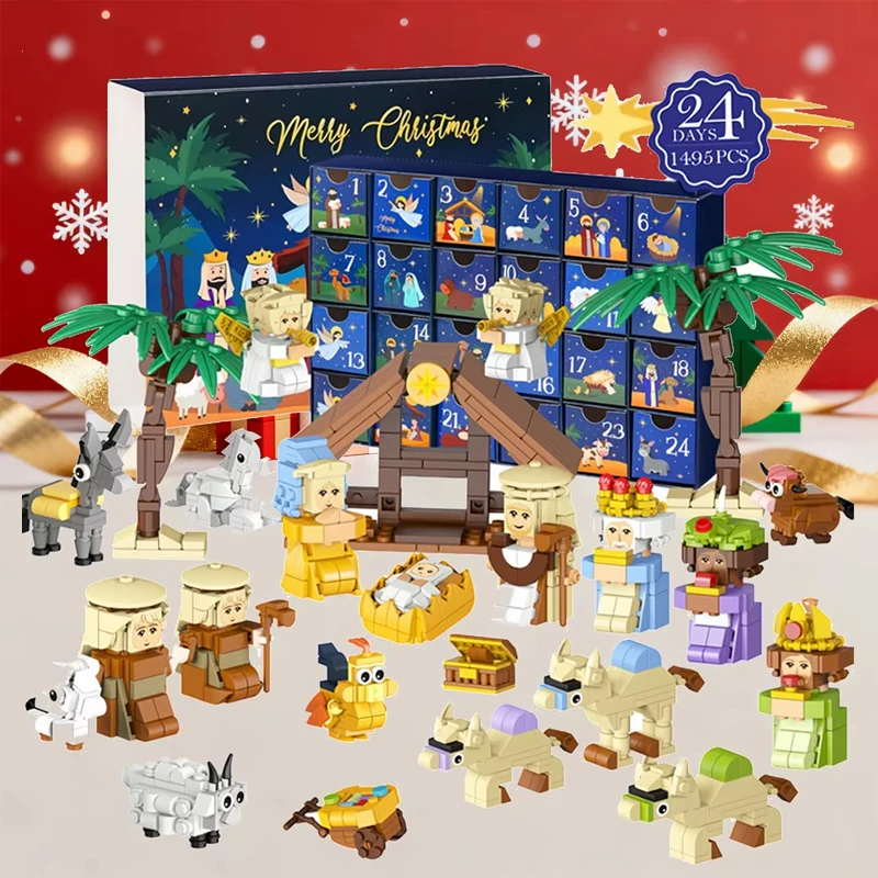 

Advent Countdown Calendar Nativity Advent Calendar 2025 Building Blocks 24 Days Building Blocks Kits Gifts for Kids Adults