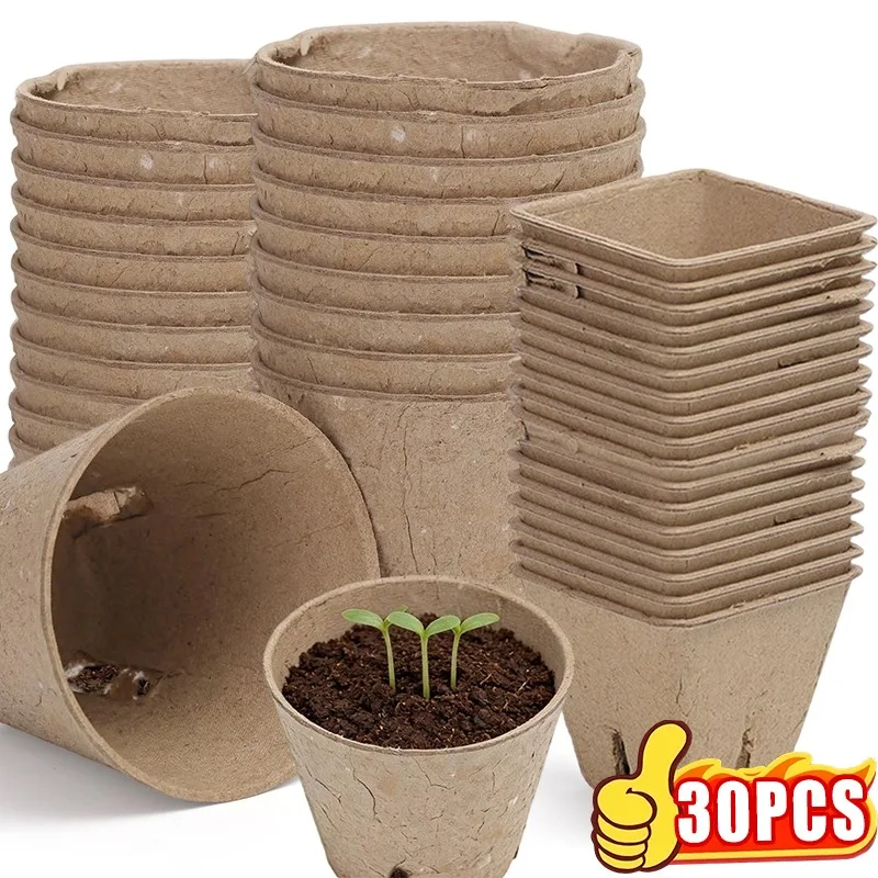 10/30Pack Biodegradable Seed Starter Pots Natural Pulp Peat Free Seedling Cups Breathable Plant Nursery Containers for Vegetable