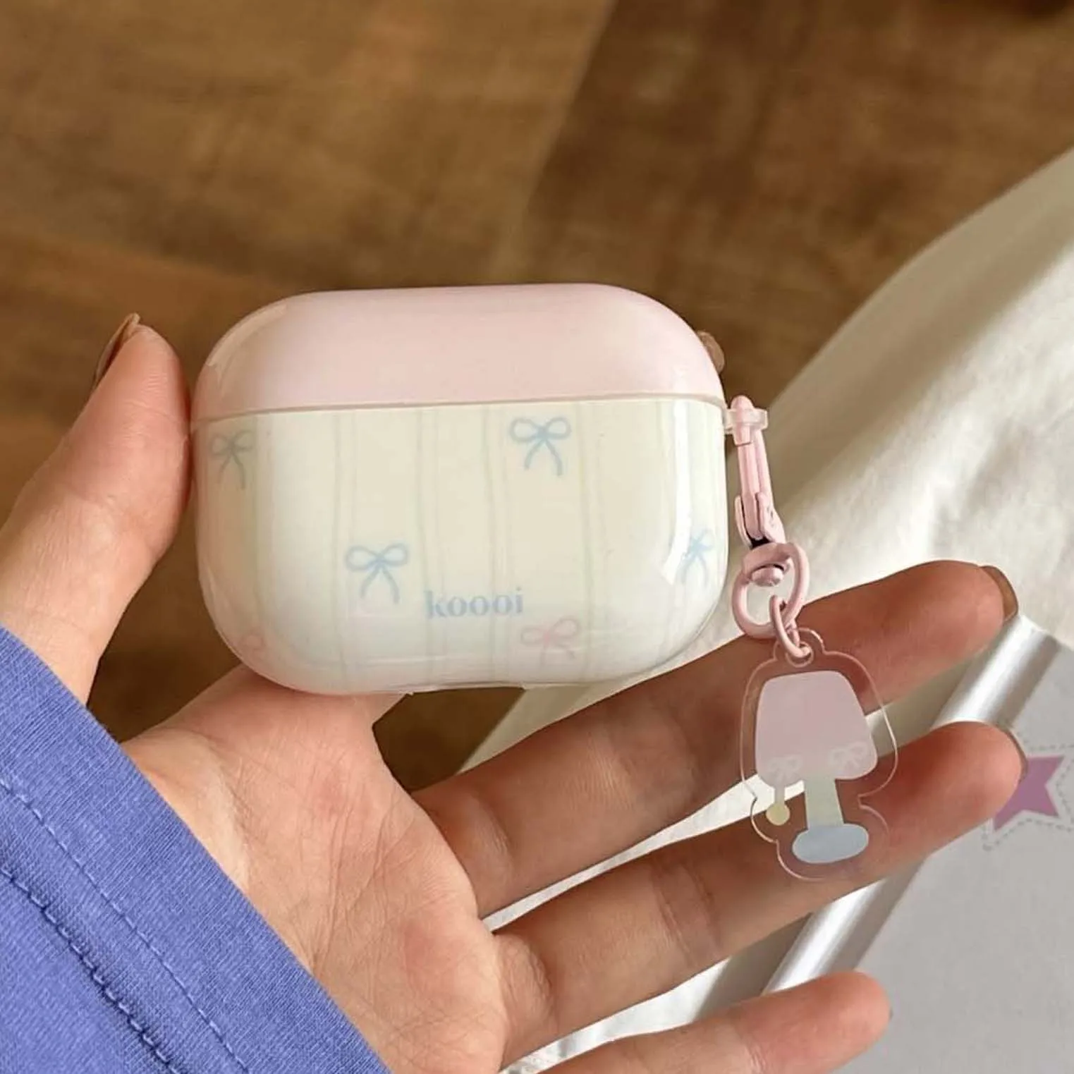 

Imd earphone case wireless bluetooth charging box for apple airpods 4 3 pro 2nd 2 1 cute bow pendant ins headset cover
