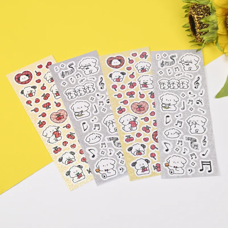 

4 шт., наклейка для карты Puppy Goo, милая наклейка для ручного счета «сделай сам», декоративная наклейка для альбома с ручным управлением для девочек, музыкальная наклейка для карт Goo