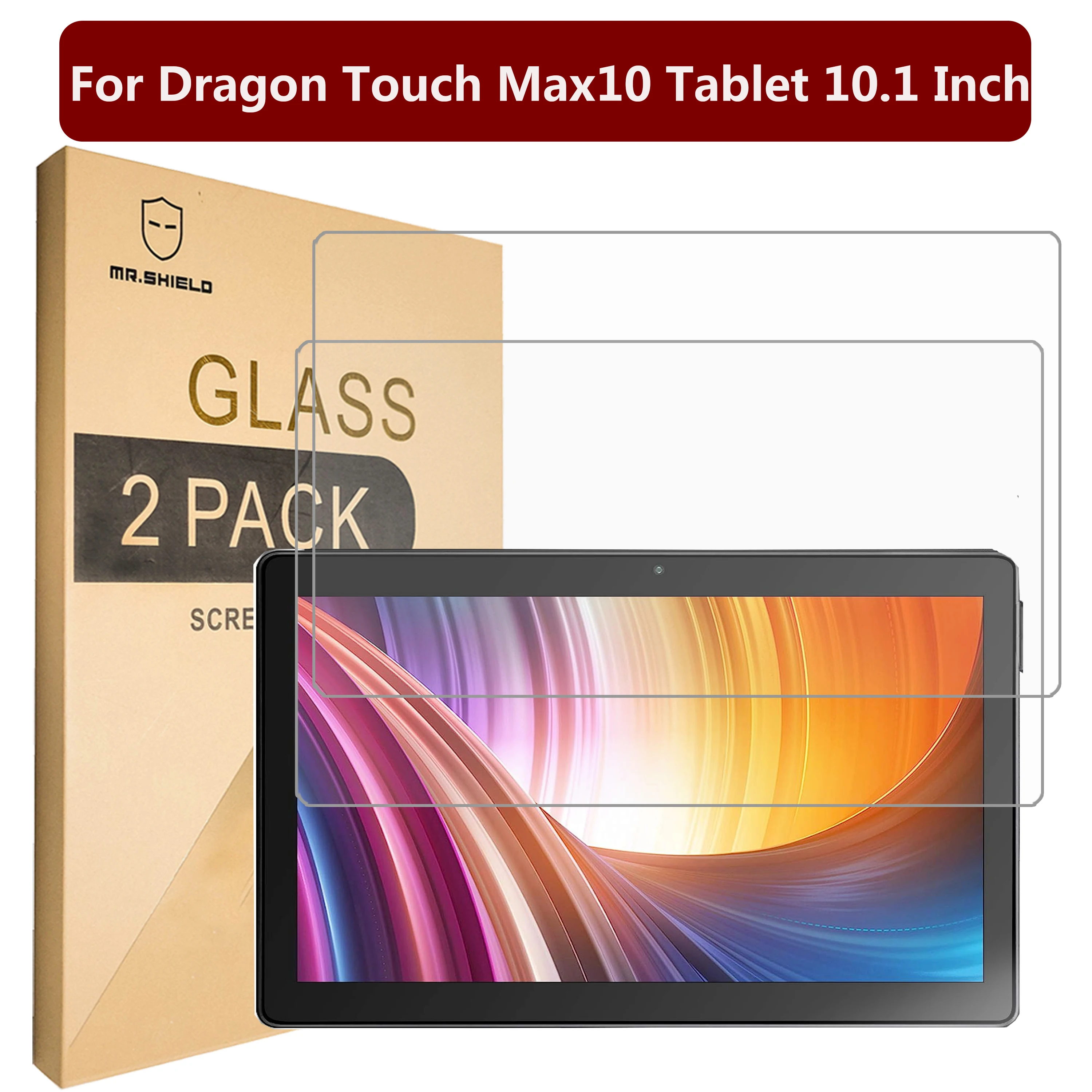 

Mr.Shield [2-PACK] Screen Protector For Dragon Touch Max10 Tablet 10.1 Inch [Tempered Glass] [Japan Glass with 9H Hardness]